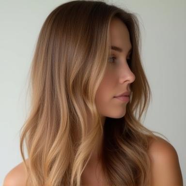 Long haircut with soft, face-framing layers and smooth styling