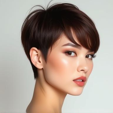 Stylish short pixie haircut with texture and side-swept bangs
